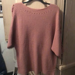 Rose pink dolman sleeve sweater
